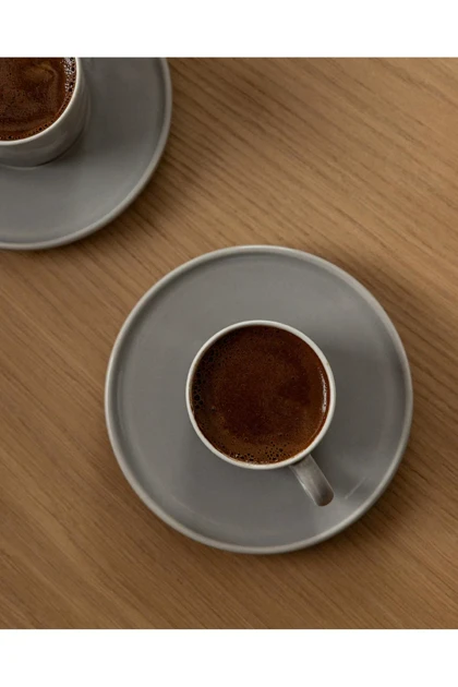 ست فنجان قهوه دو نفره Madame Coco مدل Vela Bone China - طوسی