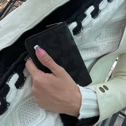 کیف جا کارتی زنانه و دخترانه تک زیپ کوچک پتینه مشکی مدل MSN92-133