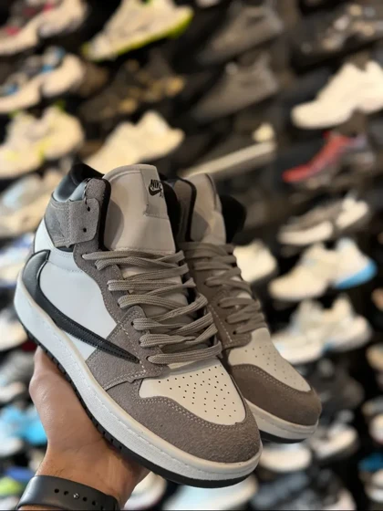 کتانی ترویس ساق‌دار مردانه طوسی سفید