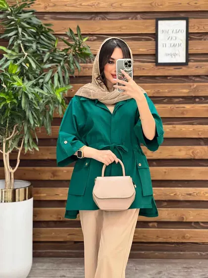 مانتو دکمه مخفی بغل جیب