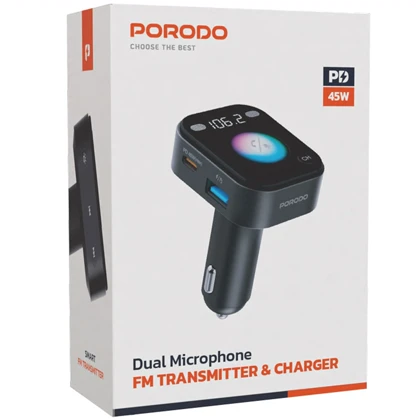 شارژر فندکی و اف ام پلیر بلوتوثی پورودو Porodo مدل PD-BTFMTVC-BK