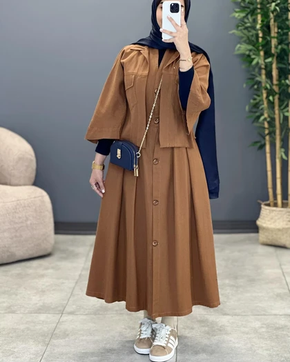 سارافون دو تیکه پاپیون کتان