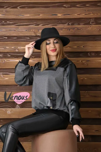 بلوز ترکیبی چرم