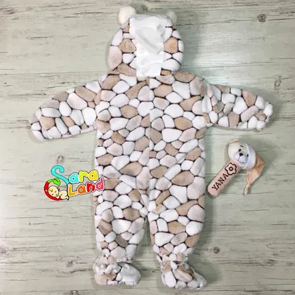 کاپشن سرهمی خز مدل سنگی طرح خرس
