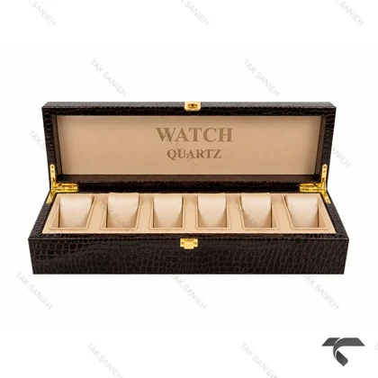 جعبه 6 تایی چرمی ساعت مچی قهوه ای سوخته Watches-Box-6-10772-U