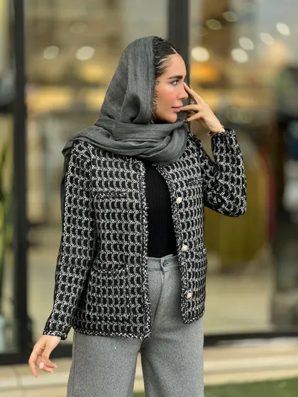ژاکت بافت دکمه مرواریدی کد 750