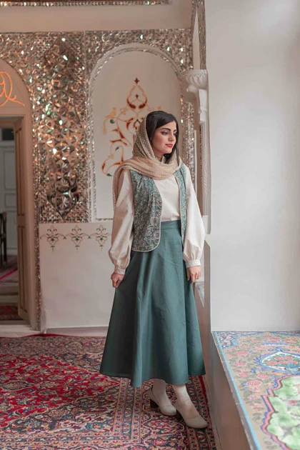 دامن لینن مدل مروارید کد 178