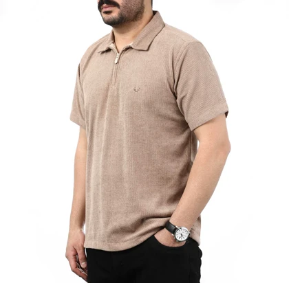پولوشرت نیم زیپ کبریتی مردانه مدل 6511783