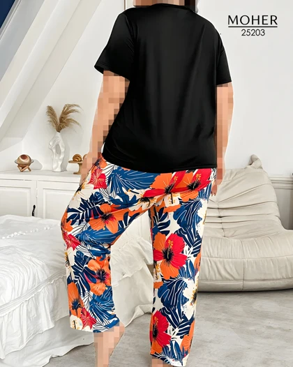 ست لباس راحتی زنانه سایز بزرگ گل‌دار