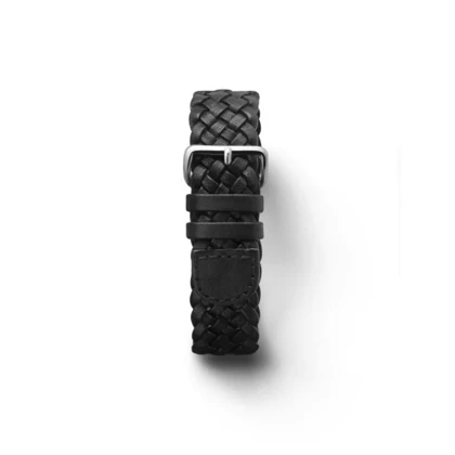 بند چرم بافته تریوا مدل Black Braided-silver -20mm