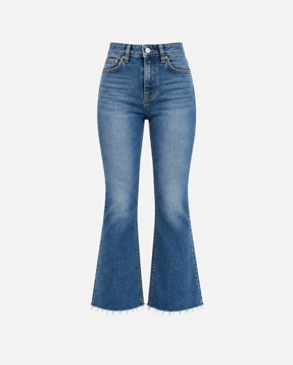 شلوار جین فلر زارا Zara مدل Cropped Flare Medium Blue