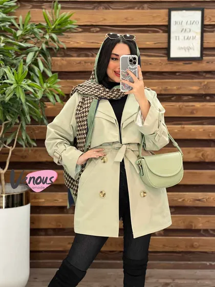بارانی یقه دوبل داخل خز