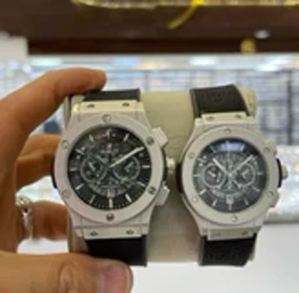 ست ساعت زنانه و مردانه 77706 مشکی و نقره ای