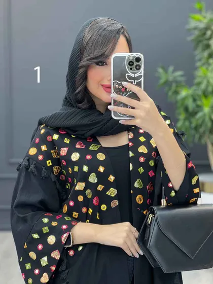 مانتو بلند طرح دار ترکیبی