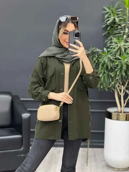 مانتو لینن جیب پیله بنددار