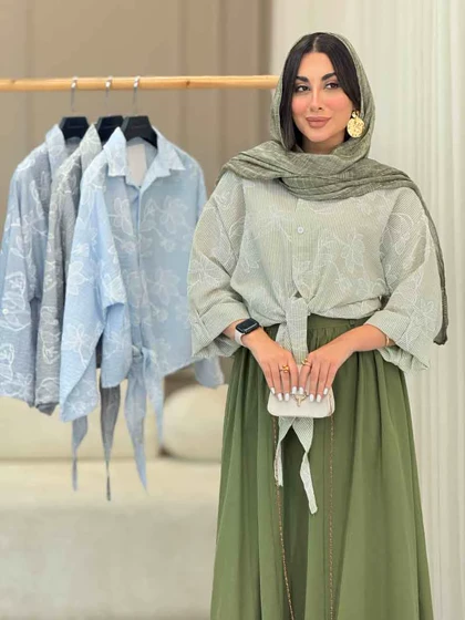 شومیز طرح دار گره‌ای