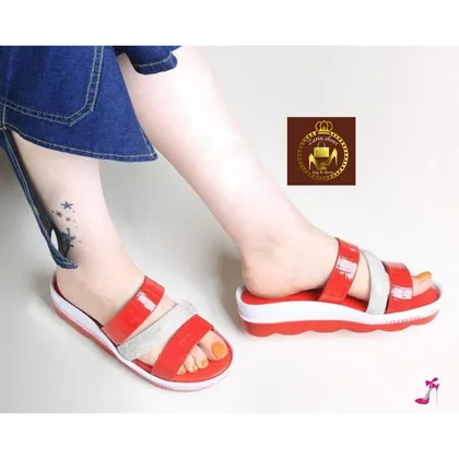 صندل روفرشی طبی زنانه مشکی و قرمز