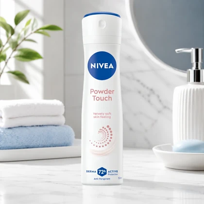 اسپری ضد تعریق زنانه نیوآ NIVEA مدل Powder Touch با محافظت 72 ساعته 150ml