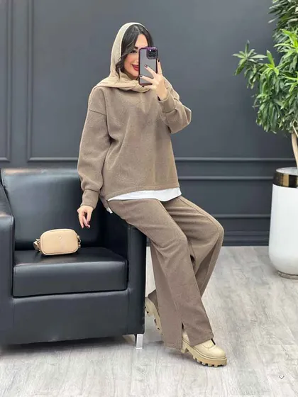 ست پشمی شلوار چاک‌دار