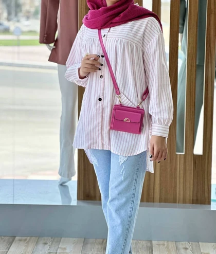 مانتو لینن نخ راه راه کد 3631