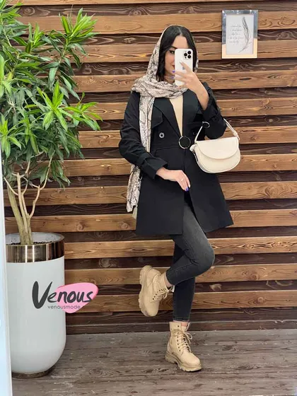 بارانی چهاردکمه کمردار