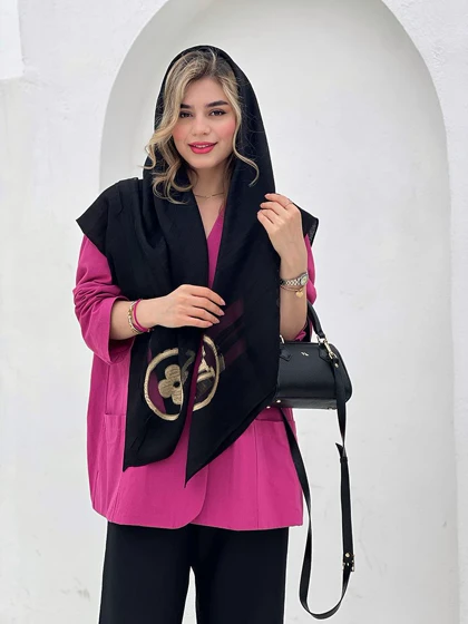 روسری نخ ابریشمی مشکی برند کد176