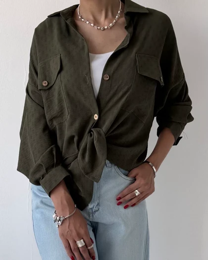 شومیز دکمه چوبی الیانا کد 500453