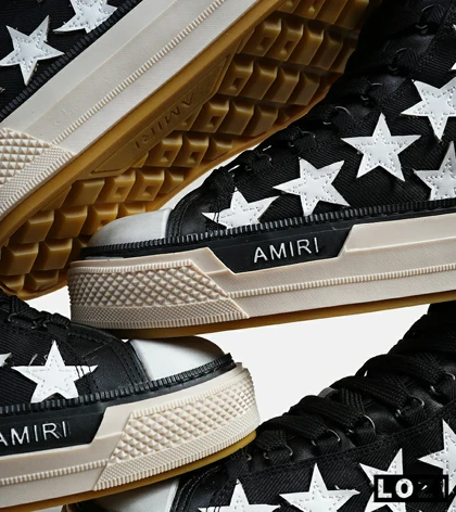 کفش اسنیکرزساق‌دار مشکی سفید Amiri Stars مدل 5992