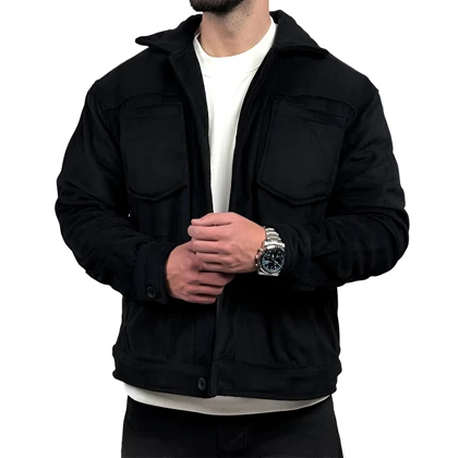 پیراهن مردانه کتی مخمل مشکی مدل دو جیب