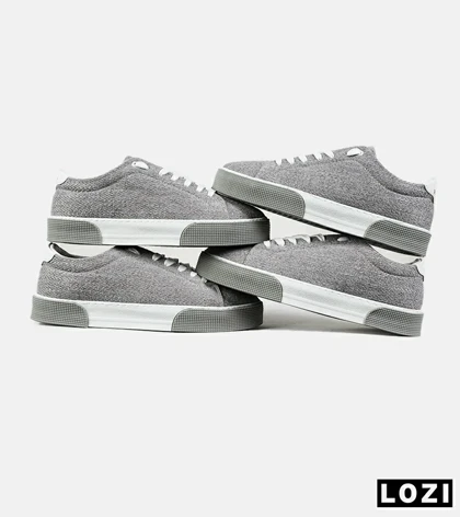 کفش کتانی مردانه طوسی سفید PULL & BEAR مدل 7450