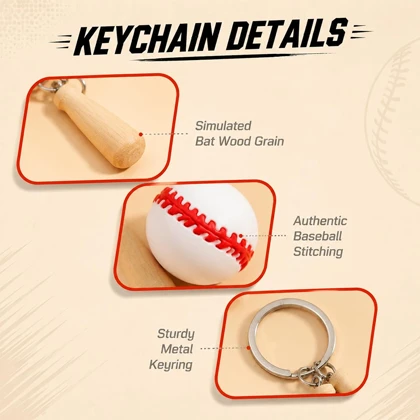 جاکلیدی و آویز کیف baseball bat ball طرح چوب بیسبال با توپ