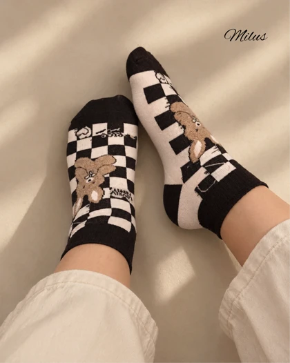 جوراب ساق کوتاه تدی برجسته عروسکی