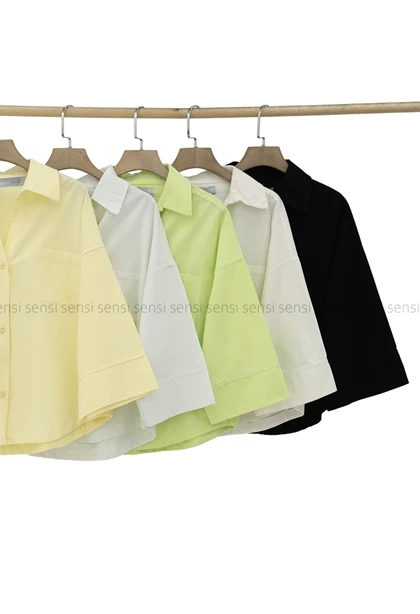 شومیز کراپ لینن یقه هفت کد1005629