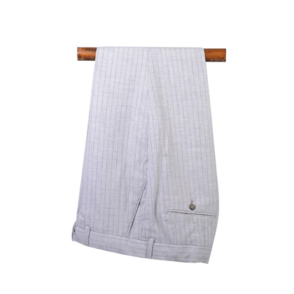 کت و شلوار دو دکمه طوسی روشن راه راه