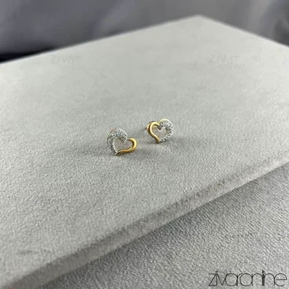 گوشواره زنانه مدل قلب تو خالی نگین‌دار 20399