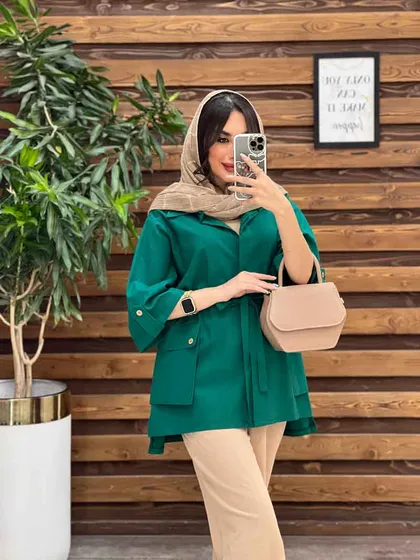 مانتو دکمه مخفی بغل جیب