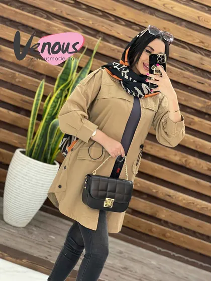 مانتو لینن ژیله دار سه دکمه