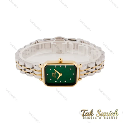 ساعت DW زنانه مستطیلی دورنگ طلایی صفحه سبز DW-5597-L