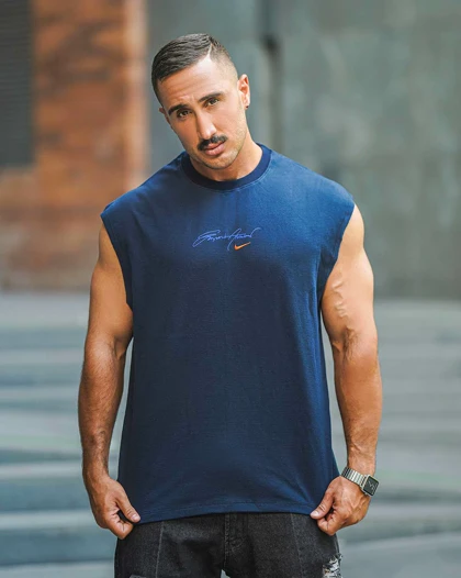 رکابی ورزشی وست NIKE سرمه ای