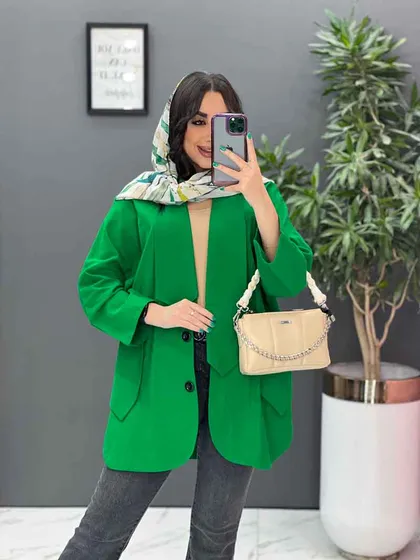 مانتو یقه کراواتی جیب پاگن دار