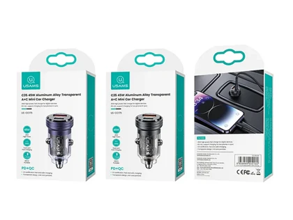 شارژر فندکی فست شارژ ماشین تایپ سی 45 وات یوسامز US-CC175