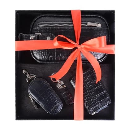 ست هدیه لاکچری چرم کروکو مردانه