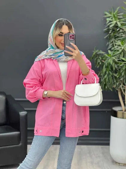مانتو لینن دو جیب نما پایین پاگن