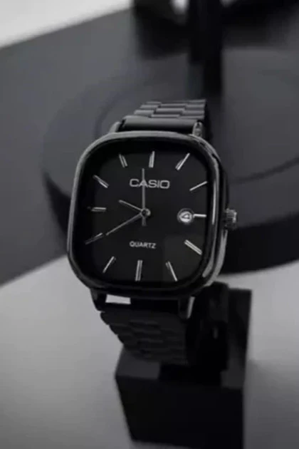 ساعت مردانه کاسیو اولدمانی مدل صفحه مربع تمام مشکی