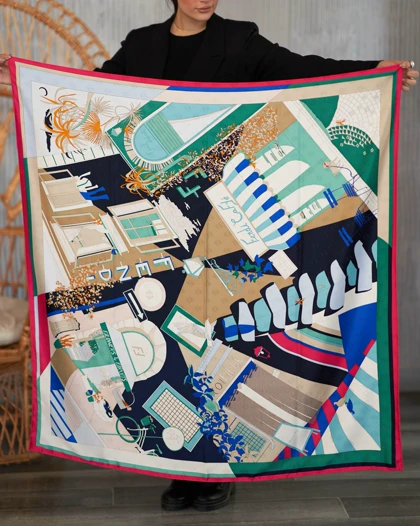 روسری ابریشم ژاکارد قواره 120 30205