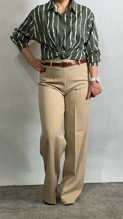 شلوار پارچه‌ای زنانه کرپ درجه یک نیم بگ ایستایی عالی