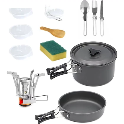 ظروف و گاز کمپینگ گرین لاین Green Lion مدل GN10N1COOKBK ده تکه