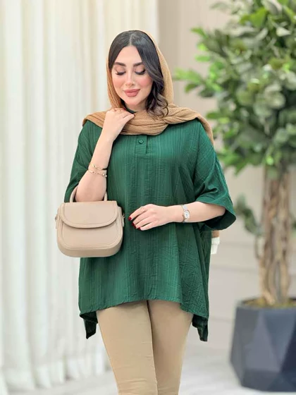 مانتو پانچ یقه دو دکمه
