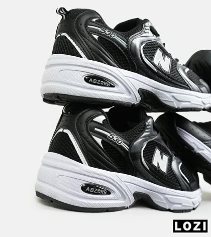 کفش کتانی زنانه و مردانه مشکی سفید NEW BALANCE 530 مدل 6626