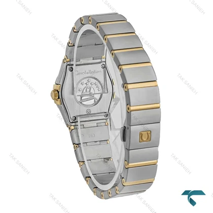 ساعت امگا زنانه دورنگ طلایی صفحه سفید خطی اسمال Omega-7273-L